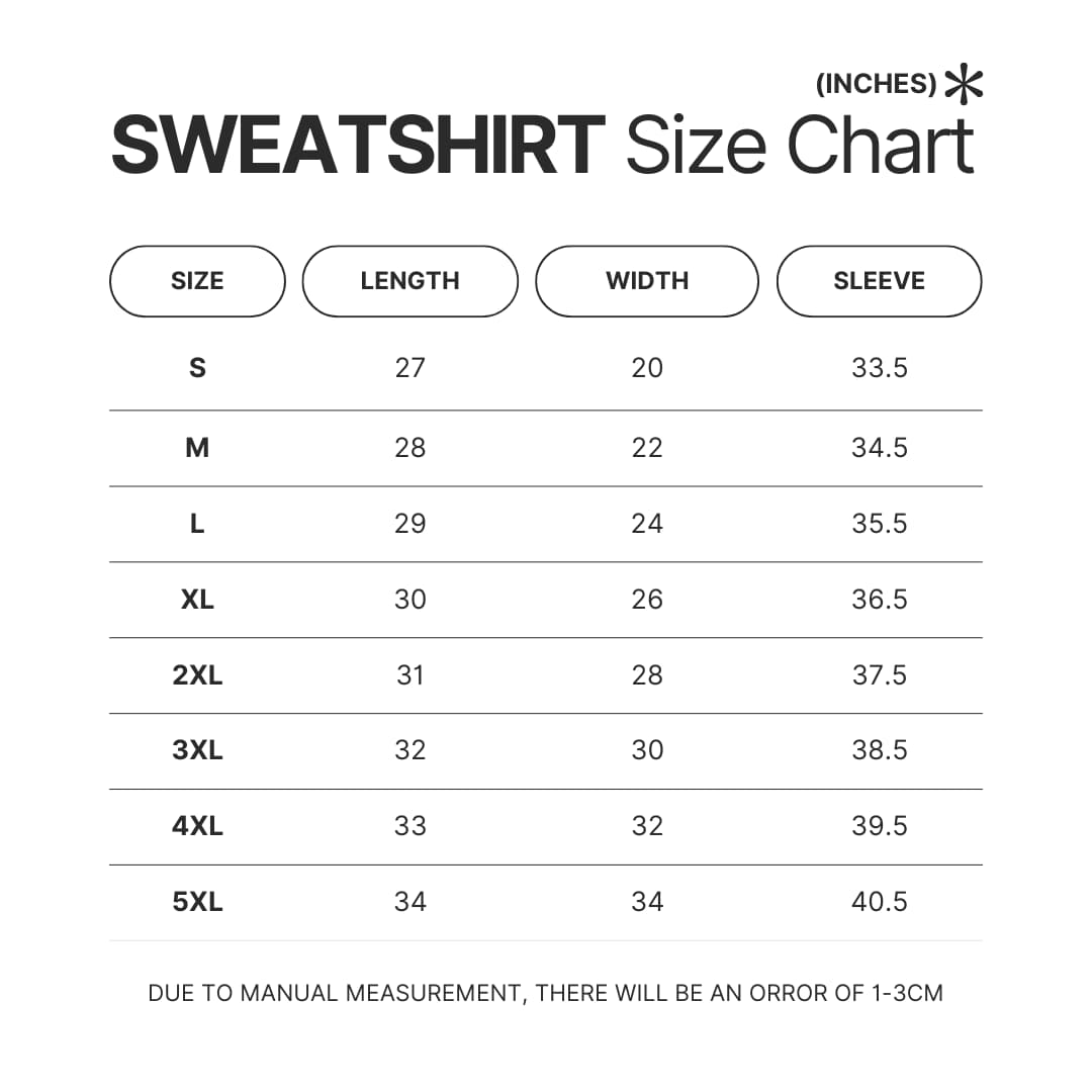 Sweatshirt Size Chart - Marriagetoxin Store